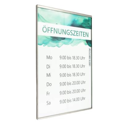 Tuerschild Vitrum G aus Glas und Edelstahl DIN A4